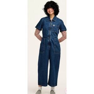 Lucy & Yak Ragan Jumpsuit Size 16 Navy Denim Cotton Boilersuit Pockets
